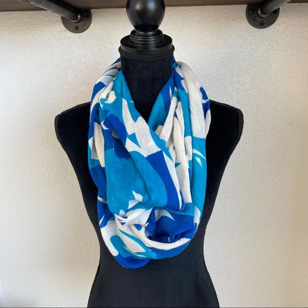 Blue & White Floral Scarf